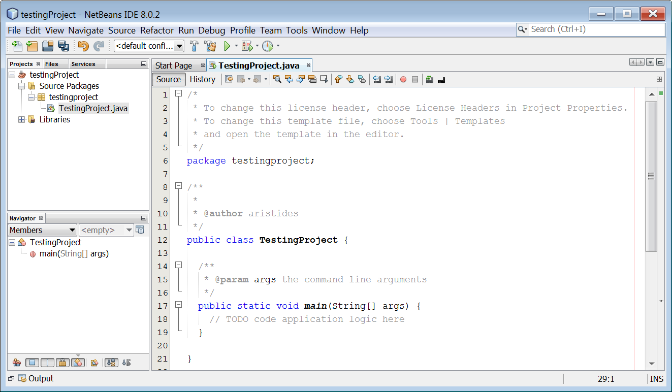 Creating a New Java Project in Netbeans IDE – Aristides S. Bouras